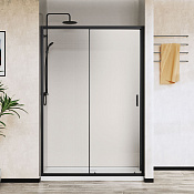 Vincea City Душевая дверь раздвижная 120x195h см, прозрачное стекло 5 мм, цвет: черный матовый VDS-5CT120CLB