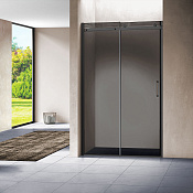 Vincea Como Душевая дверь раздвижная 120x195h см, тонированное стекло 8 мм, цвет: черный матовый VPS-1C120CGB