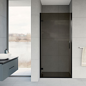 Vincea Flex Душевая дверь распашная 90x200h см, тонированное стекло 8 мм, цвет: черный матовый VDP-1F900CGB