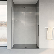 Vincea Arno Душевая дверь раздвижная 120x200h см, прозрачное стекло 8 мм, цвет: черный матовый VPS-1A120CLB