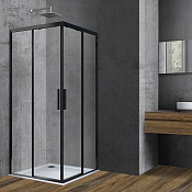 Vincea Soft Душевой уголок 100x100x195h см, прозрачное стекло 6 мм, цвет: черный матовый VSS-3SO100CLB