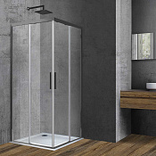 Vincea Soft Душевой уголок 90x90x195h см, прозрачное стекло 6 мм, цвет: вороненая сталь VSS-3SO900CLGM