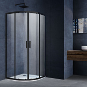 Vincea Alpha Душевой уголок 90x90x190h см, прозрачное стекло 6 мм, цвет: черный матовый VSQ-3AL900CLB