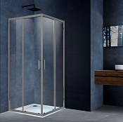 Vincea Alpha Душевой уголок 100x100x190h см, прозрачное стекло 6 мм, цвет: вороненая сталь VSS-3AL100CLGM