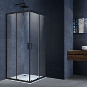 Vincea Alpha Душевой уголок 100x100x190h см, прозрачное стекло 6 мм, цвет: черный матовый VSS-3AL100CLB