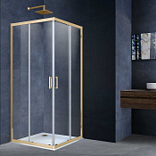 Vincea Alpha Душевой уголок 90x80x190h см, прозрачное стекло 6 мм, цвет: брашированное золото VSS-3AL900CLG