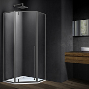 Vincea Penta Душевой уголок 100x100x195h см, прозрачное стекло 6 мм, цвет: вороненая сталь VSP-3P100CLGM