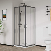 Vincea City Душевой уголок 90x90x195h см, прозрачное стекло 5 мм, цвет: вороненая сталь VSS-5CT900CLGM