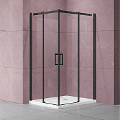 Vincea Dice Душевой уголок 100x100x200h см, прозрачное стекло 8 мм, цвет: черный матовый VSS-4D100CLB