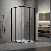 Vincea Slim 8mm Душевой уголок 90x90x200h см, прозрачное стекло 8 мм, цвет: черный матовый VSS-6SL900CLB