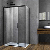 Vincea Soft Душевой уголок 130x90x195h см, прозрачное стекло 6 мм, цвет: черный матовый VSR-3SO9013CLB