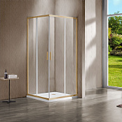 Vincea Garda Душевой уголок 100x90x190h см, прозрачное стекло 6 мм, цвет: брашированное золото VSS-1G9010CLG