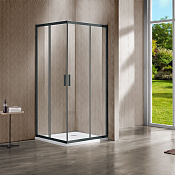 Vincea Garda Душевой уголок 110x110x190h см, прозрачное стекло 6 мм, цвет: вороненая сталь VSS-1G1111CLGM