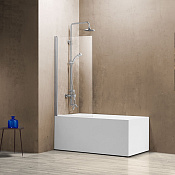 Vincea Шторка на ванну 80x140h см, прозрачное стекло 5 мм, цвет: хром VSB-11800CL