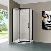 Vincea Stresa Душевой уголок 90x90x195h см, прозрачное стекло 6 мм, цвет: черный матовый VSP-1S900CLB