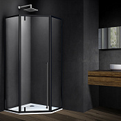 Vincea Penta Душевой уголок 90x90x195h см, прозрачное стекло 6 мм, цвет: черный матовый VSP-3P900CLB