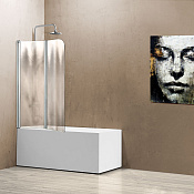 Vincea Шторка на ванну 114x140h см, левая, текстурированное стекло 5 мм, цвет: хром VSB-12114CH-L