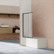 Vincea Шторка на ванну 100x145h см, прозрачное стекло 5 мм, цвет: вороненая сталь VSB-1E100CLGM