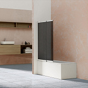 Vincea Шторка на ванну 100x145h см, тонированное стекло 5 мм, цвет: хром VSB-1E100CG