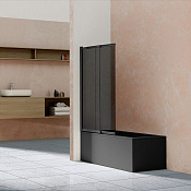 Vincea Шторка на ванну 100x145h см, тонированное стекло 5 мм, цвет: черный матовый VSB-1E100CGB