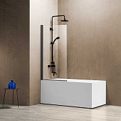 Vincea Шторка на ванну 80x140h см, прозрачное стекло 5 мм, цвет: вороненая сталь VSB-11800CLGM