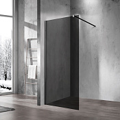 Vincea Walk-In Душевая перегородка 110x200h см, тонированное стекло 8 мм, цвет: черный матовый VSW-1H110CGB