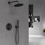 Vincea Душевой комплект встраиваемый: термостат, без излива, верх. и ручн. душ, цвет: черный матовый VSFW-101TMB
