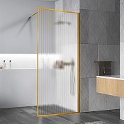 Vincea Walk-In Душевая перегородка 90x200h см, рифленое стекло 8 мм, цвет: брашированное золото VSW-1HP900FLBG