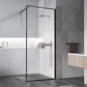 Vincea Walk-In Душевая перегородка 100x200h см, рифленое стекло 8 мм, цвет: черный матовый VSW-1HP100FLB