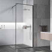 Vincea Walk-In Душевая перегородка 90x200h см, рифленое стекло 8 мм, цвет: вороненая сталь VSW-1HP900FLGM