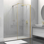Vincea Walk-In Душевая перегородка 100x200h см, прозрачное стекло 8 мм, цвет: брашированное золото VSW-1HS100CLG