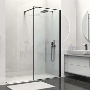 Vincea Walk-In Душевая перегородка 90x200h см, прозрачное стекло 8 мм, цвет: черный матовый VSW-1HS900CLB