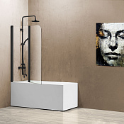 Vincea Шторка на ванну 114x140h см, прозрачное стекло 5 мм, цвет: черный матовый VSB-12114CLB