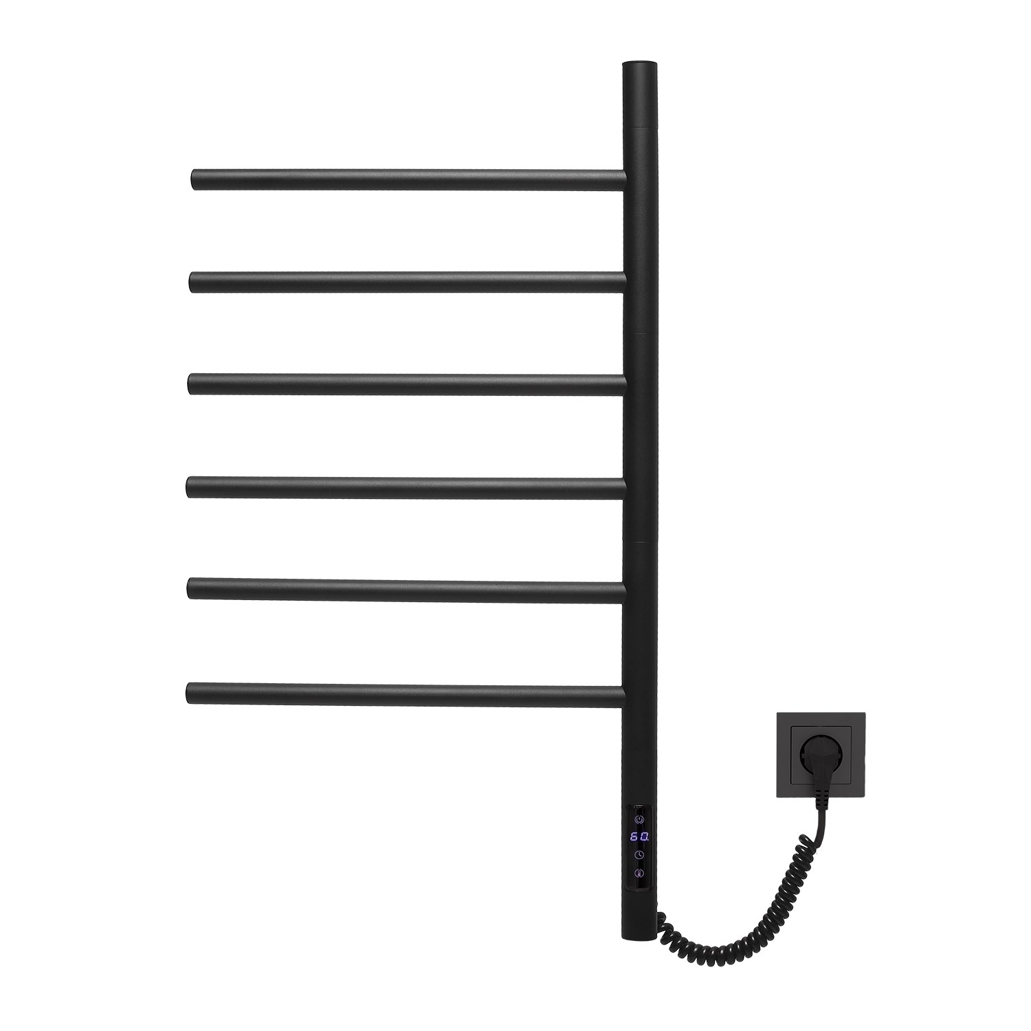 Vincea Полотенцесушитель электрический 43x79,7h см, с таймером, цвет: черный матовый VTD-1S2CBE