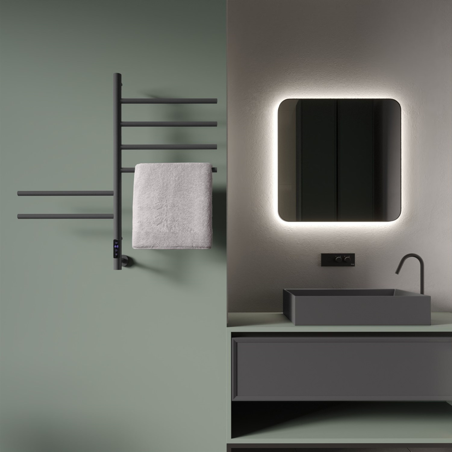 Vincea Полотенцесушитель электрический 43x79,7h см, с таймером, цвет: графит VTD-1S2CGE