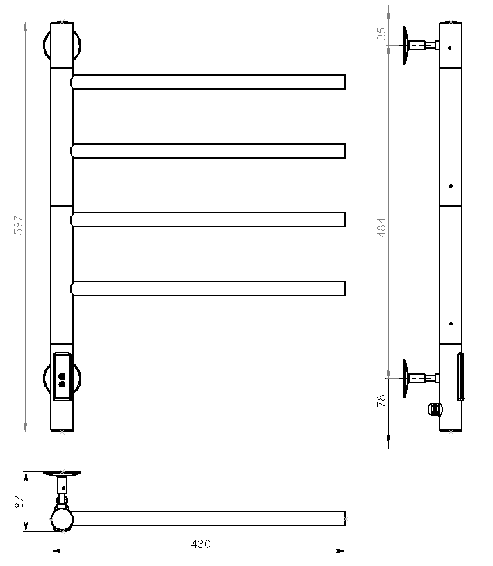 Vincea Полотенцесушитель электрический 43x59,7h см, с таймером, цвет: хром VTD-1S1CE