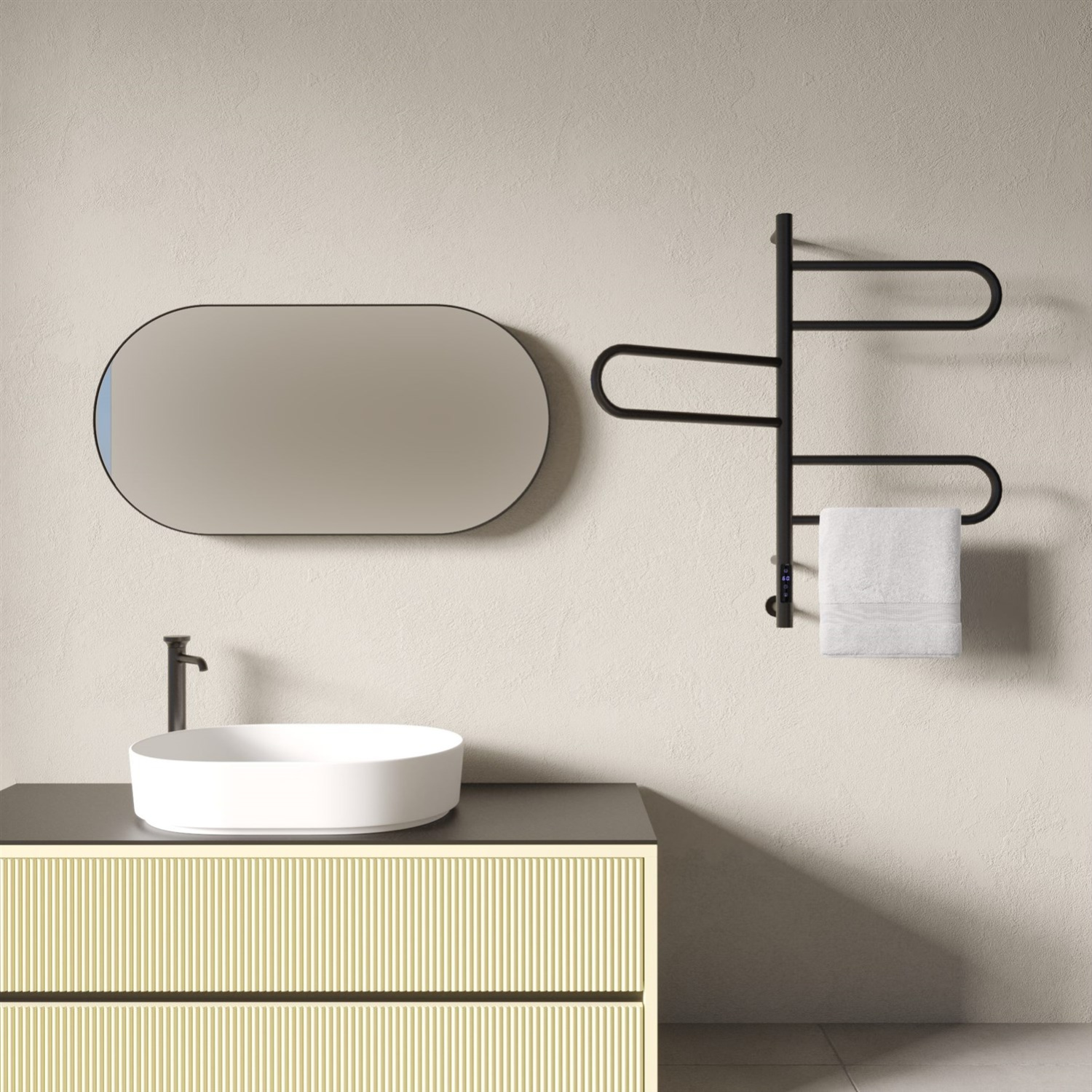 Vincea Полотенцесушитель электрический 41,8x79,2h см, с таймером, цвет: черный матовый VTD-1R2CBE