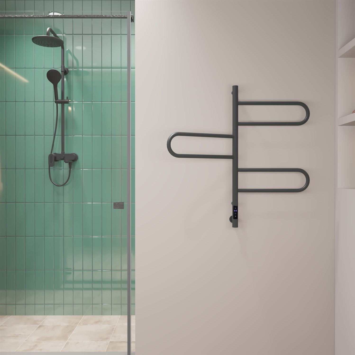 Vincea Полотенцесушитель электрический 41,8x79,2h см, с таймером, цвет: графит VTD-1R2CGE