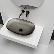 Vincea Раковина чаша 54x36x15h см, без перелива, цвет: черный прозрачный VBS-6T12B