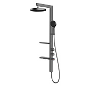 Vincea Inspire Душевая стойка: смеситель, руч. душ, верхний душ, шланг 150 см, цвет: вороненая сталь VSFS-3I11GM