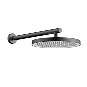 Vincea Верхний душ круглый d26 см, с кронштейном и 1 видом струи, цвет: вороненая сталь VSHD-42CGM