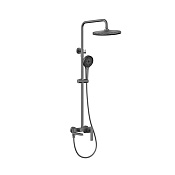 Vincea Душевая стойка: смеситель, ручной душ, верхний душ, шланг 150 см, цвет: вороненая сталь VSFS-413GM