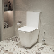 Vincea Q-Line Унитаз моноблок безободковый 36,5х61 см, смыв торнадо, с сиденьем, цвет: белый глянец VT2-12T