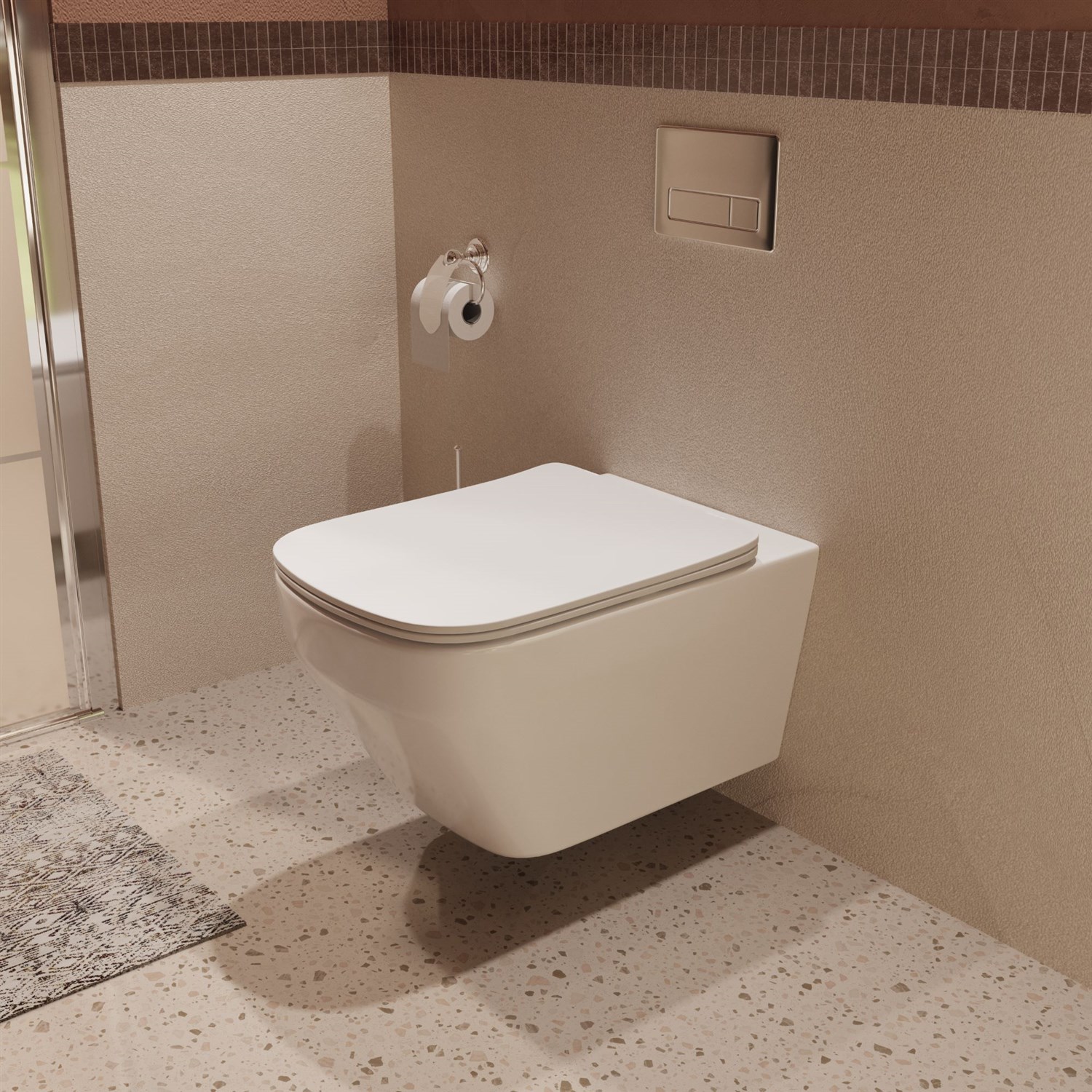 Vincea Edge Унитаз подвесной безободковый 37,5x55,5 см, с сиденьем, цвет: белый глянцевый VT1-38T