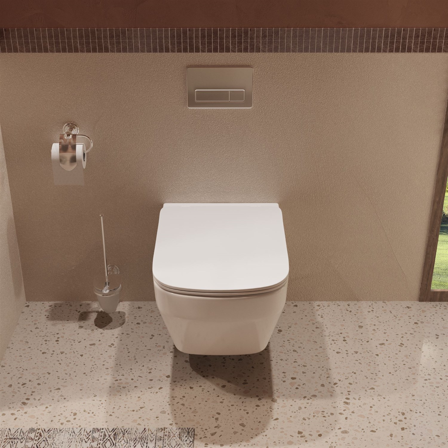 Vincea Edge Унитаз подвесной безободковый 37,5x55,5 см, с сиденьем, цвет: белый глянцевый VT1-38T