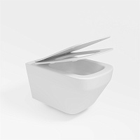 Vincea Edge Унитаз подвесной безободковый 37,5x55,5 см, с сиденьем, цвет: белый глянцевый VT1-38T