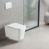 Vincea Q-Line Унитаз подвесной безободковый 36x53 см, с сиденьем, цвет: белый глянцевый VT1-12T