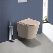 Vincea Piatti Унитаз подвесной безободковый 36,5x49 см, с сиденьем, цвет: капучино матовый VT1-11SMC