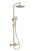 Vincea Rondo Душевая стойка: смеситель, ручной душ, верхний душ, шланг 150 см, цвет: браш. золото VSFS-1R1BG