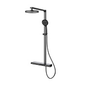 Vincea Aspire Душевая стойка: смеситель, руч. душ, верхний душ, шланг 150 см, цвет: вороненая сталь VSFS-4AS1GM